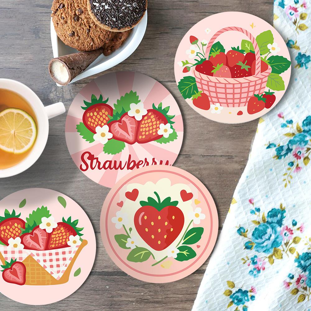 Berry Sweet Strawberry Picnic paint by numbers coasters – image 20