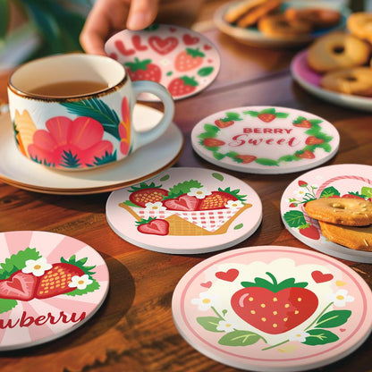 Berry Sweet Strawberry Picnic paint by numbers coasters – image 21