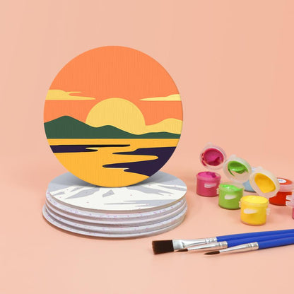 Snowcapped Sunset Horizons paint by numbers coasters – image 4