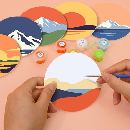 Snowcapped Sunset Horizons paint by numbers coasters – image 6