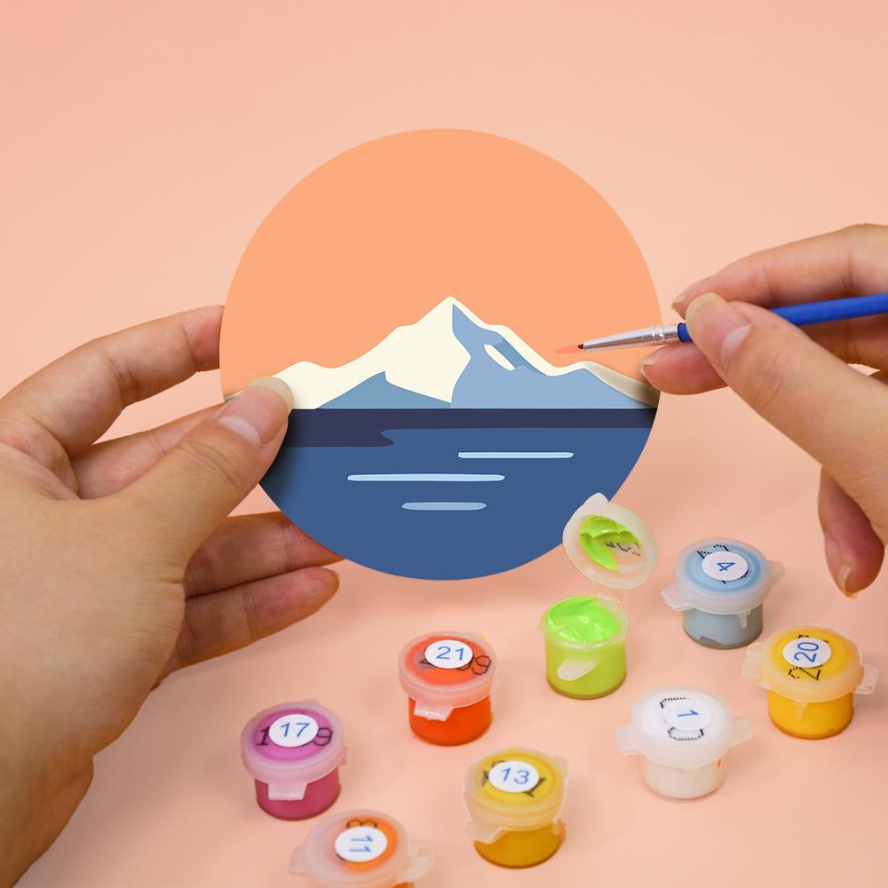 Snowcapped Sunset Horizons paint by numbers coasters – image 7