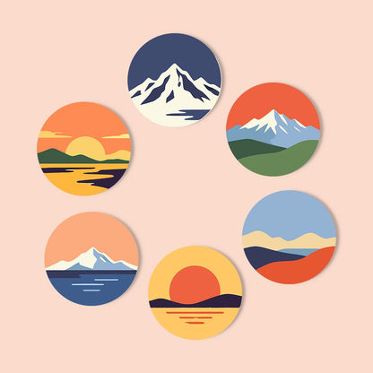 Snowcapped Sunset Horizons paint by numbers coasters – image 12