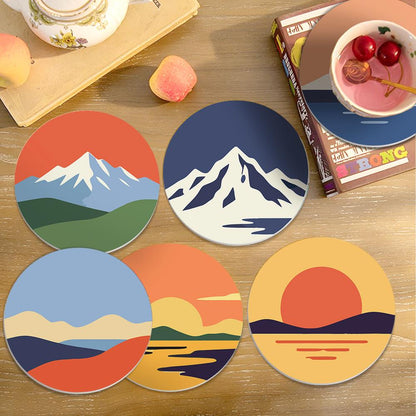Snowcapped Sunset Horizons paint by numbers coasters – image 14