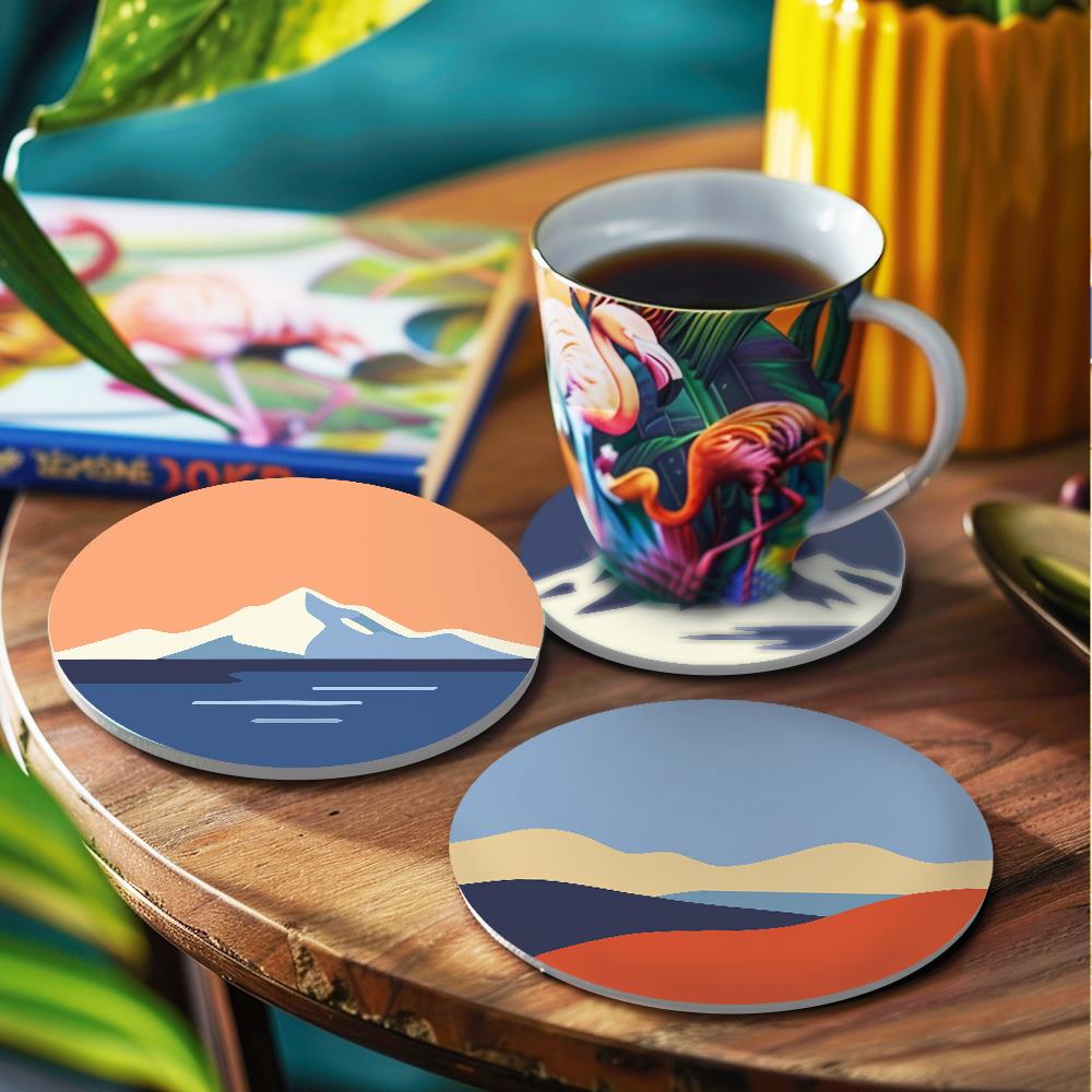 Snowcapped Sunset Horizons paint by numbers coasters – image 15