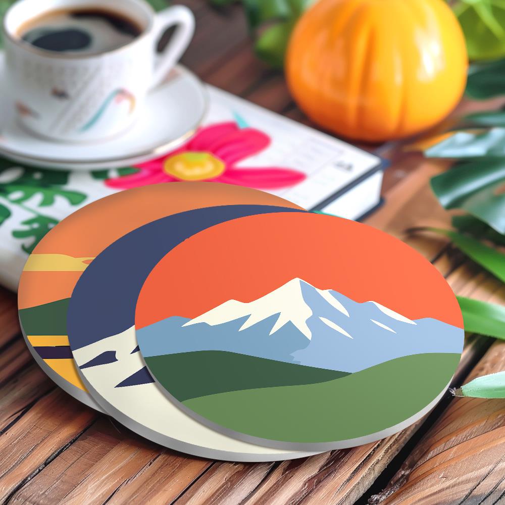 Snowcapped Sunset Horizons paint by numbers coasters – image 16
