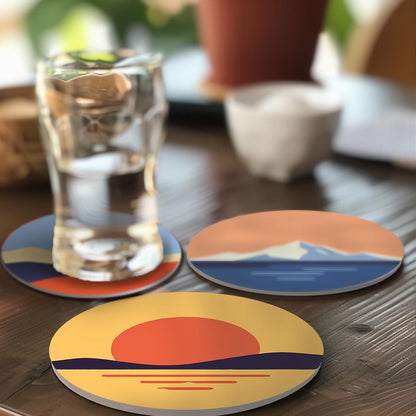 Snowcapped Sunset Horizons paint by numbers coasters – image 17