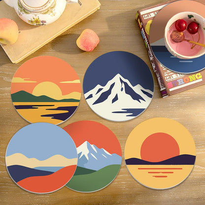 Snowcapped Sunset Horizons paint by numbers coasters – image 18
