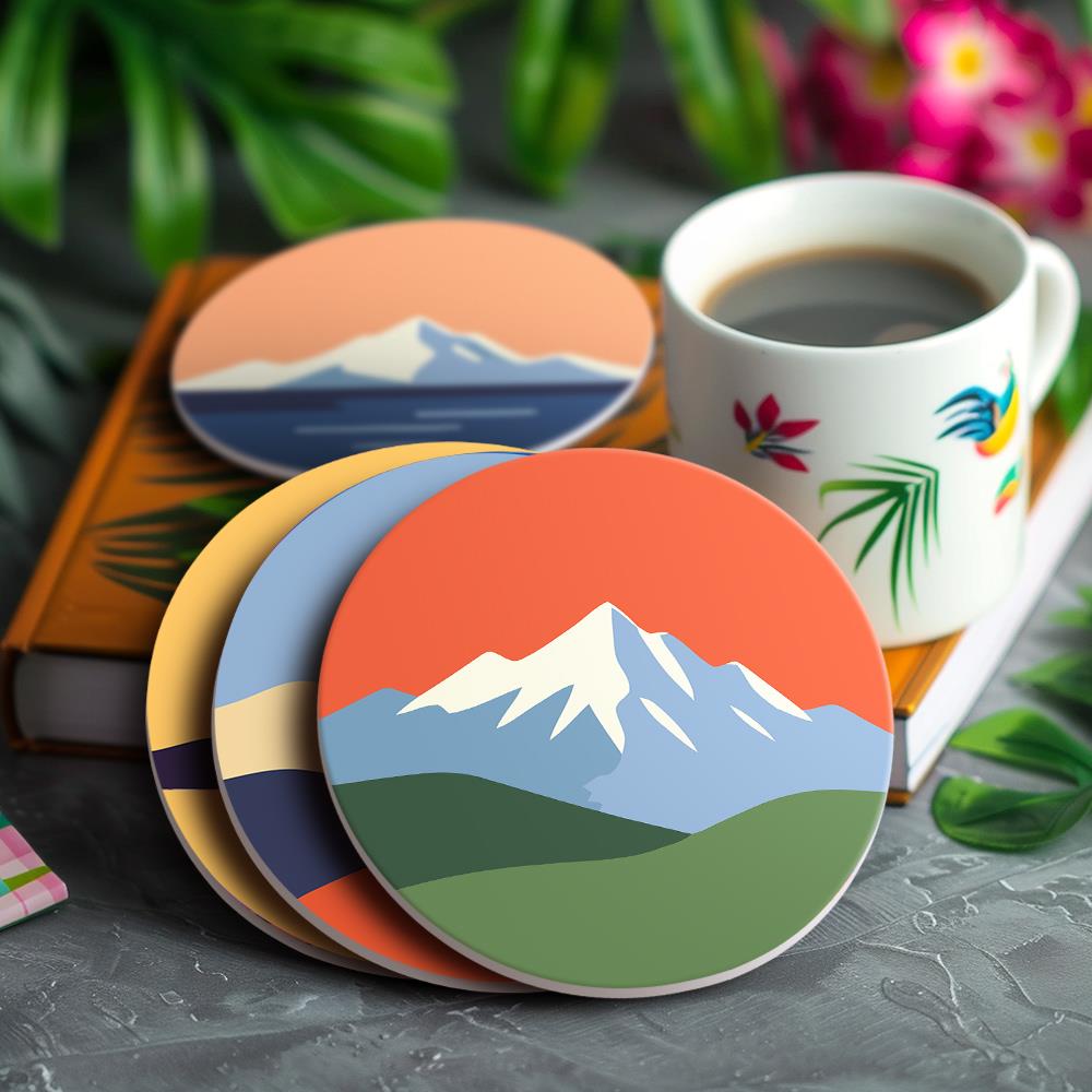 Snowcapped Sunset Horizons paint by numbers coasters – image 20