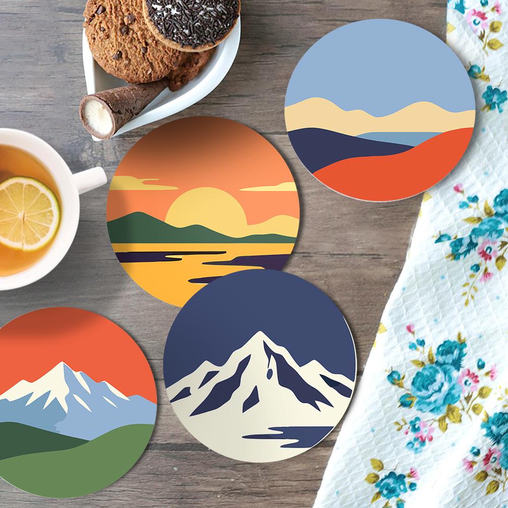 Snowcapped Sunset Horizons paint by numbers coasters – image 21