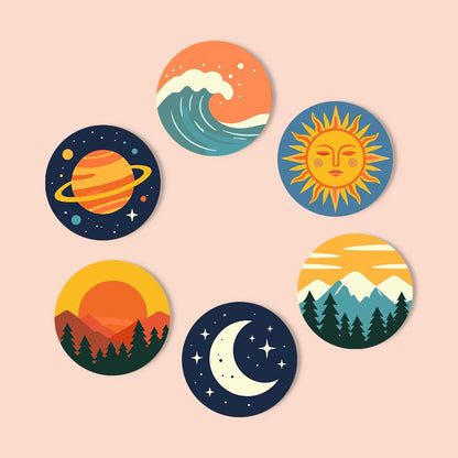 Saturn, Waves and Pine Peaks paint by numbers coasters – image 12