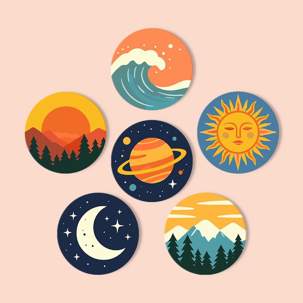 Saturn, Waves and Pine Peaks paint by numbers coasters – image 13