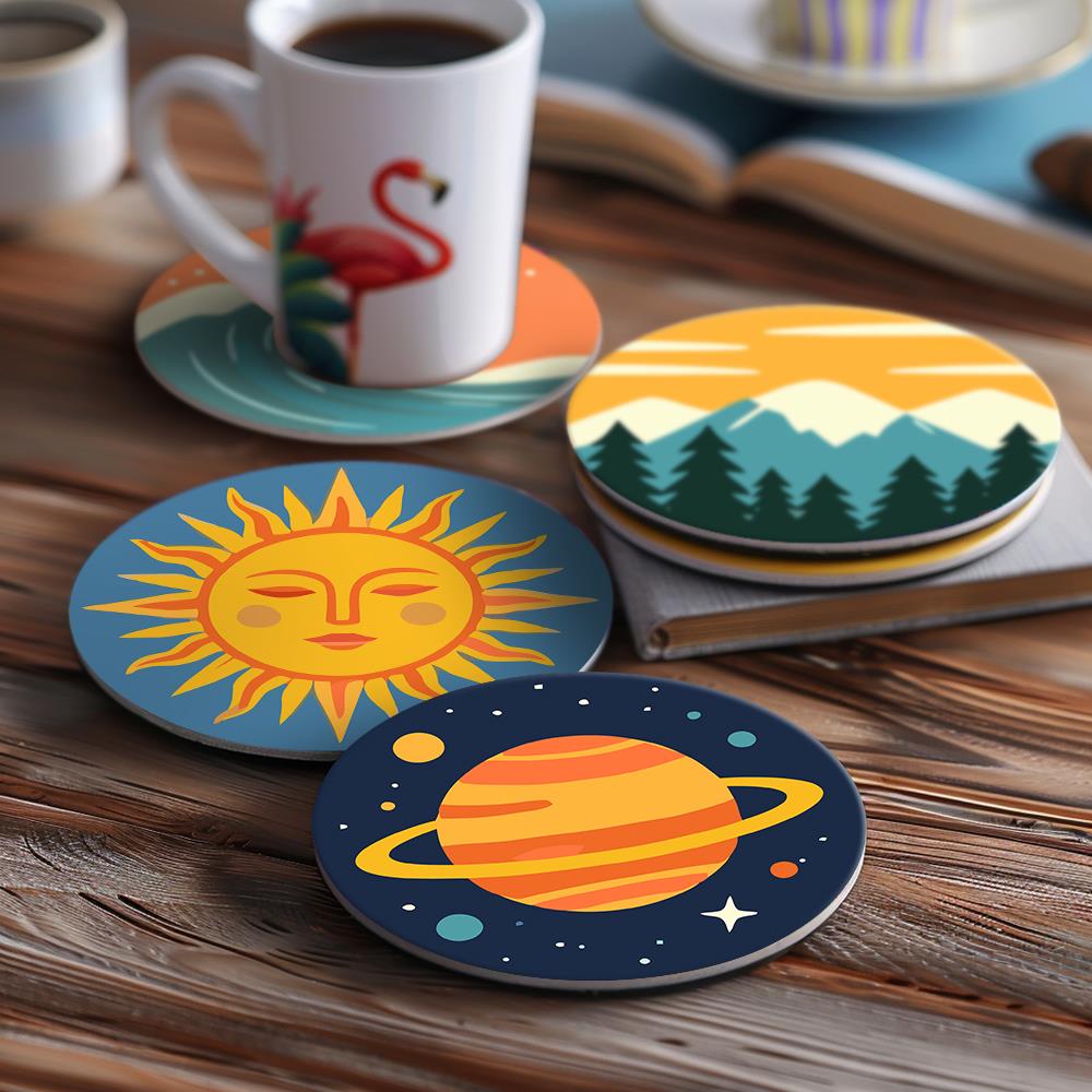 Saturn, Waves and Pine Peaks paint by numbers coasters – image 14
