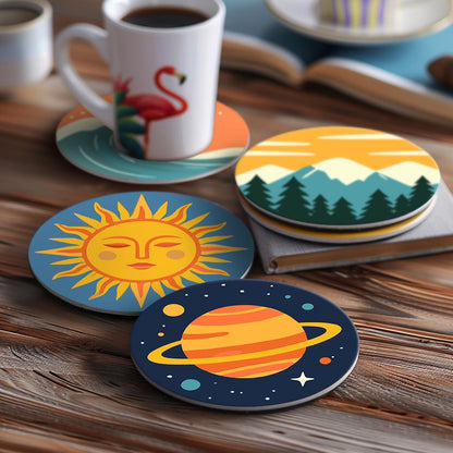 Saturn, Waves and Pine Peaks paint by numbers coasters – image 14
