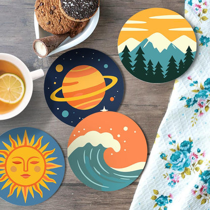 Saturn, Waves and Pine Peaks paint by numbers coasters – image 16