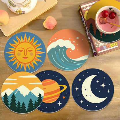 Saturn, Waves and Pine Peaks paint by numbers coasters – image 17