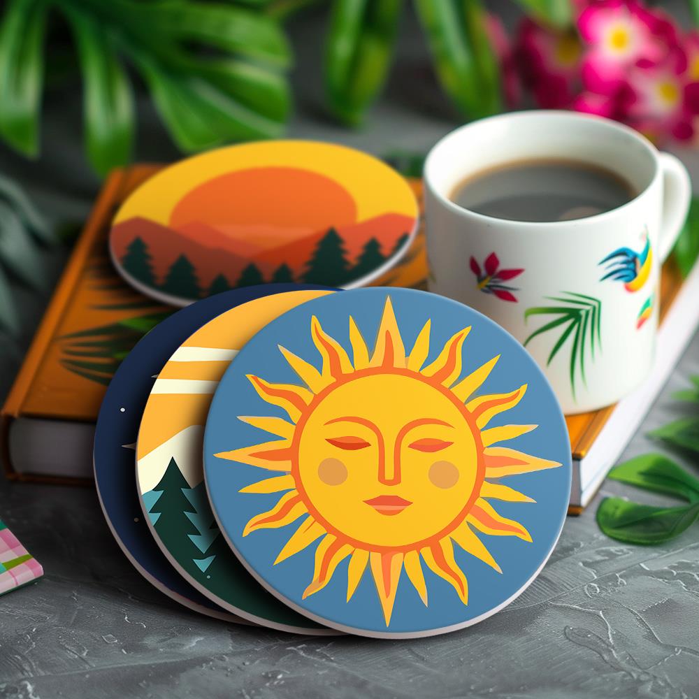 Saturn, Waves and Pine Peaks paint by numbers coasters – image 21