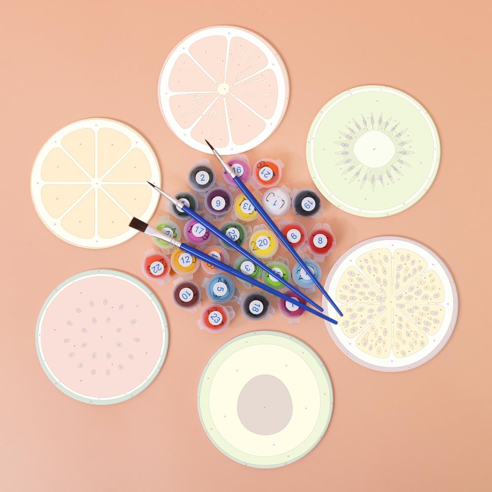 Avocado and Citrus Slices paint by numbers coasters – image 2