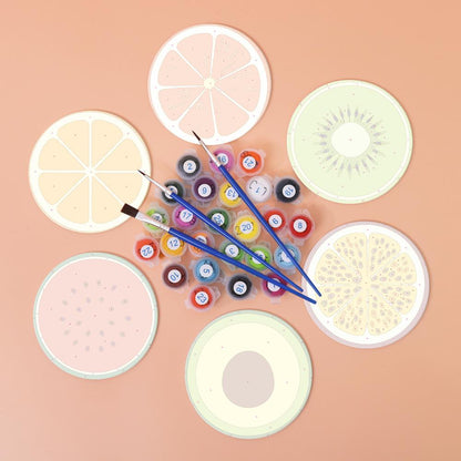 Avocado and Citrus Slices paint by numbers coasters – image 2