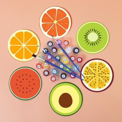 Avocado and Citrus Slices paint by numbers coasters – image 3