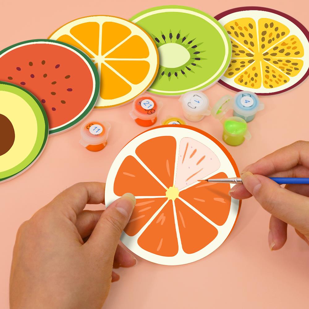 Avocado and Citrus Slices paint by numbers coasters – image 6