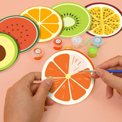 Avocado and Citrus Slices paint by numbers coasters – image 6
