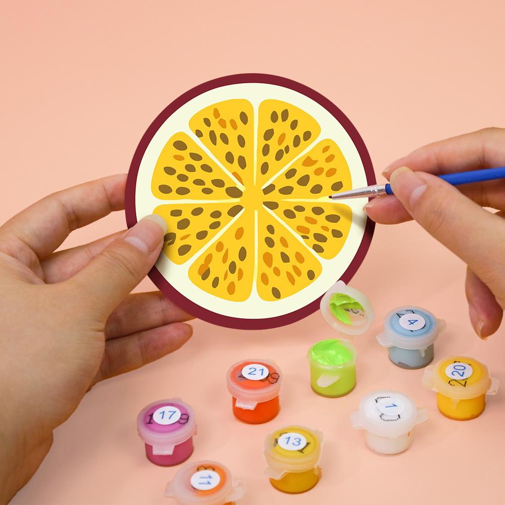 Avocado and Citrus Slices paint by numbers coasters – image 7