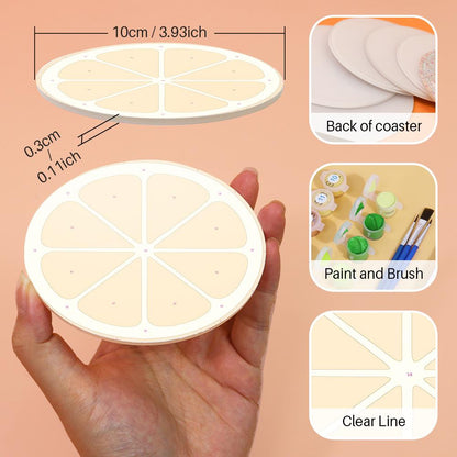 Avocado and Citrus Slices paint by numbers coasters – image 8