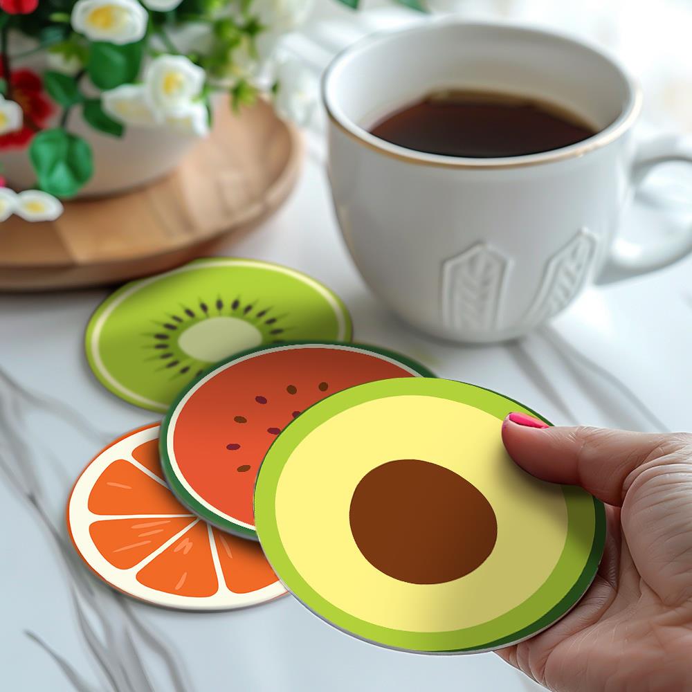 Avocado and Citrus Slices paint by numbers coasters – image 16