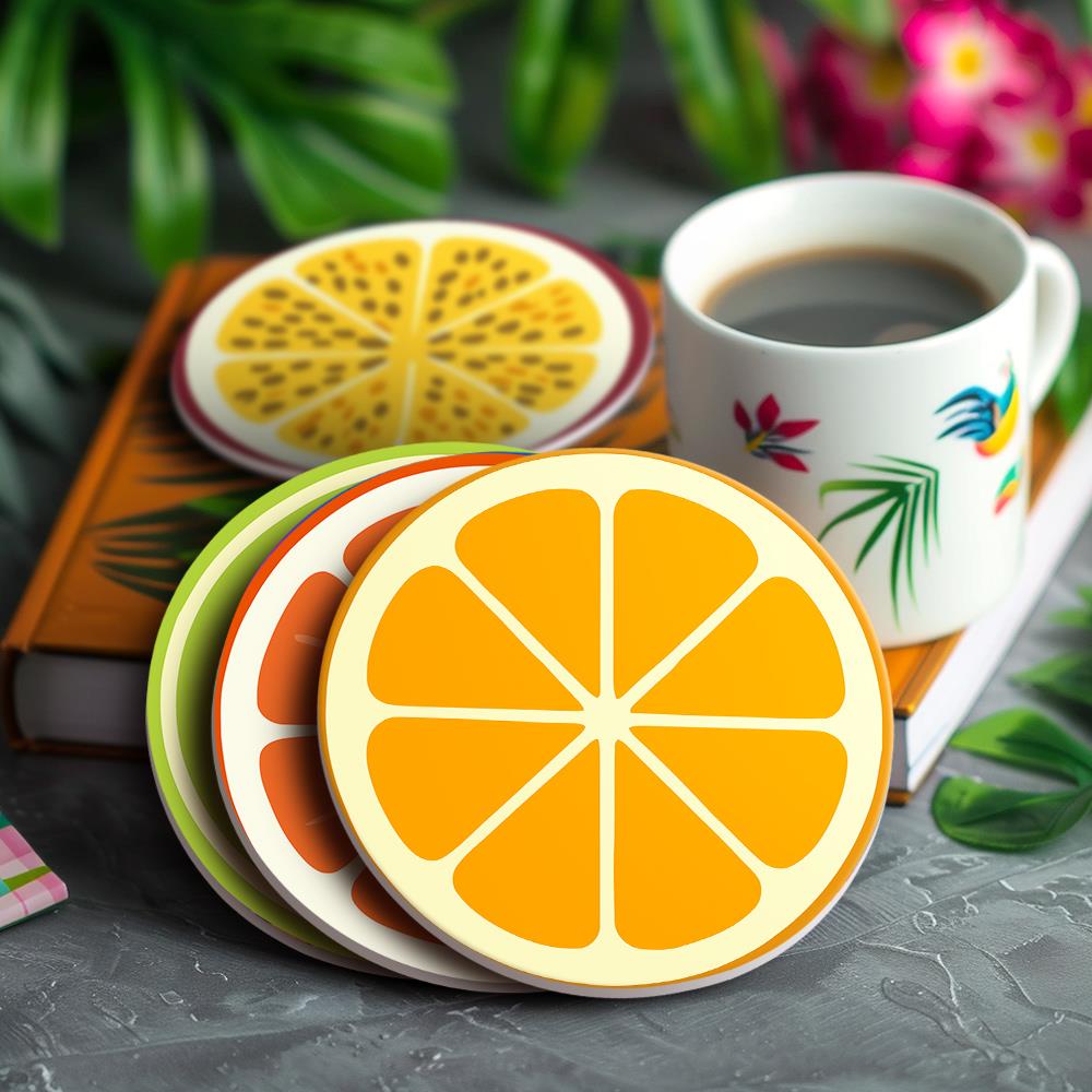 Avocado and Citrus Slices paint by numbers coasters – image 18