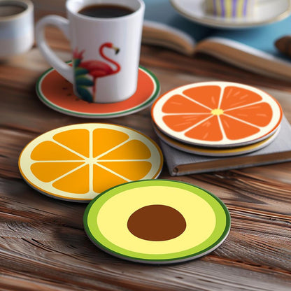 Avocado and Citrus Slices paint by numbers coasters – image 19