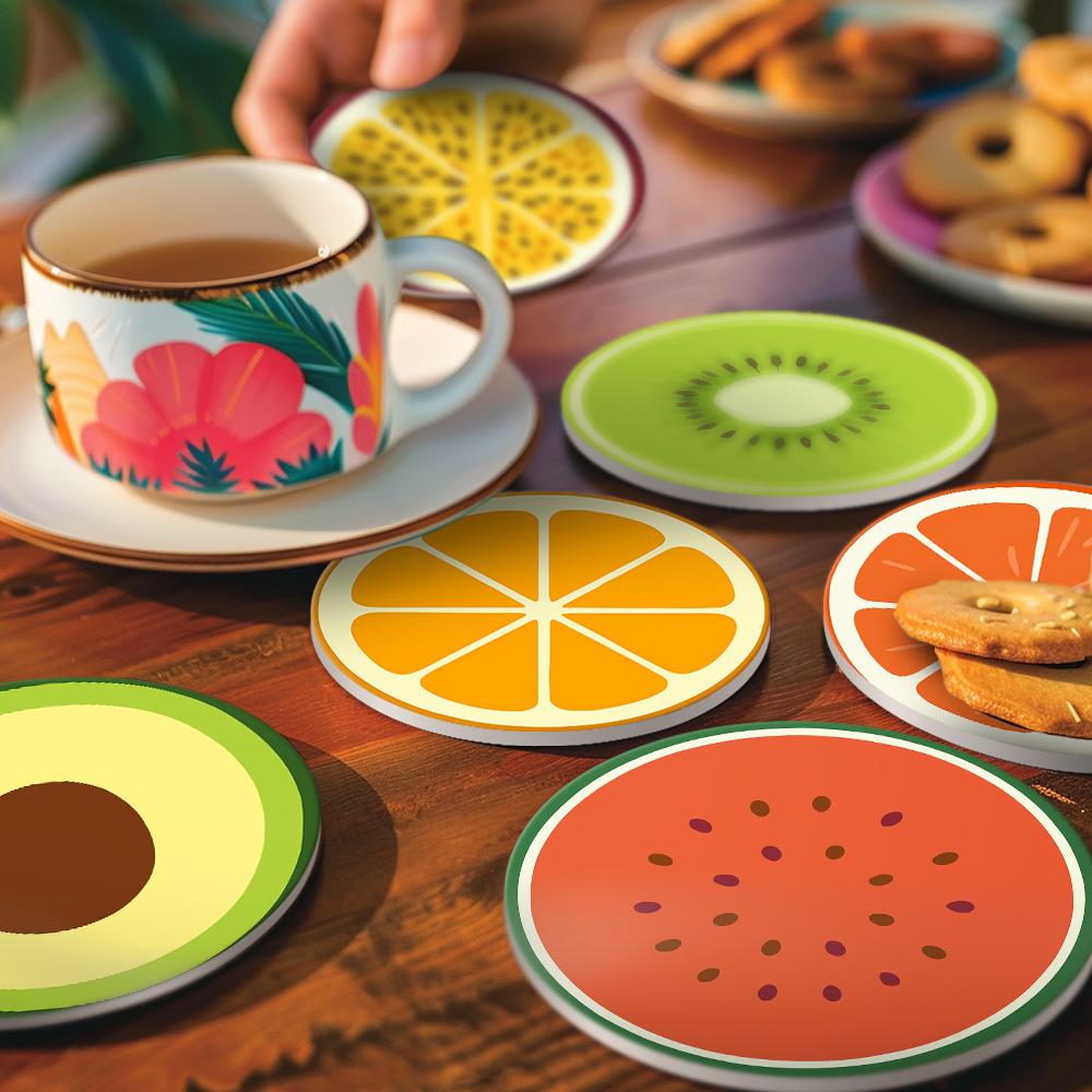 Avocado and Citrus Slices paint by numbers coasters – image 20