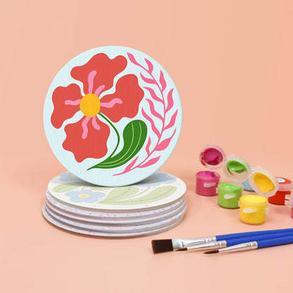 Folk Art Meadow Flowers paint by numbers coasters – image 4
