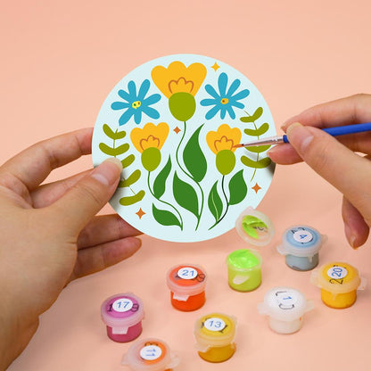 Folk Art Meadow Flowers paint by numbers coasters – image 7
