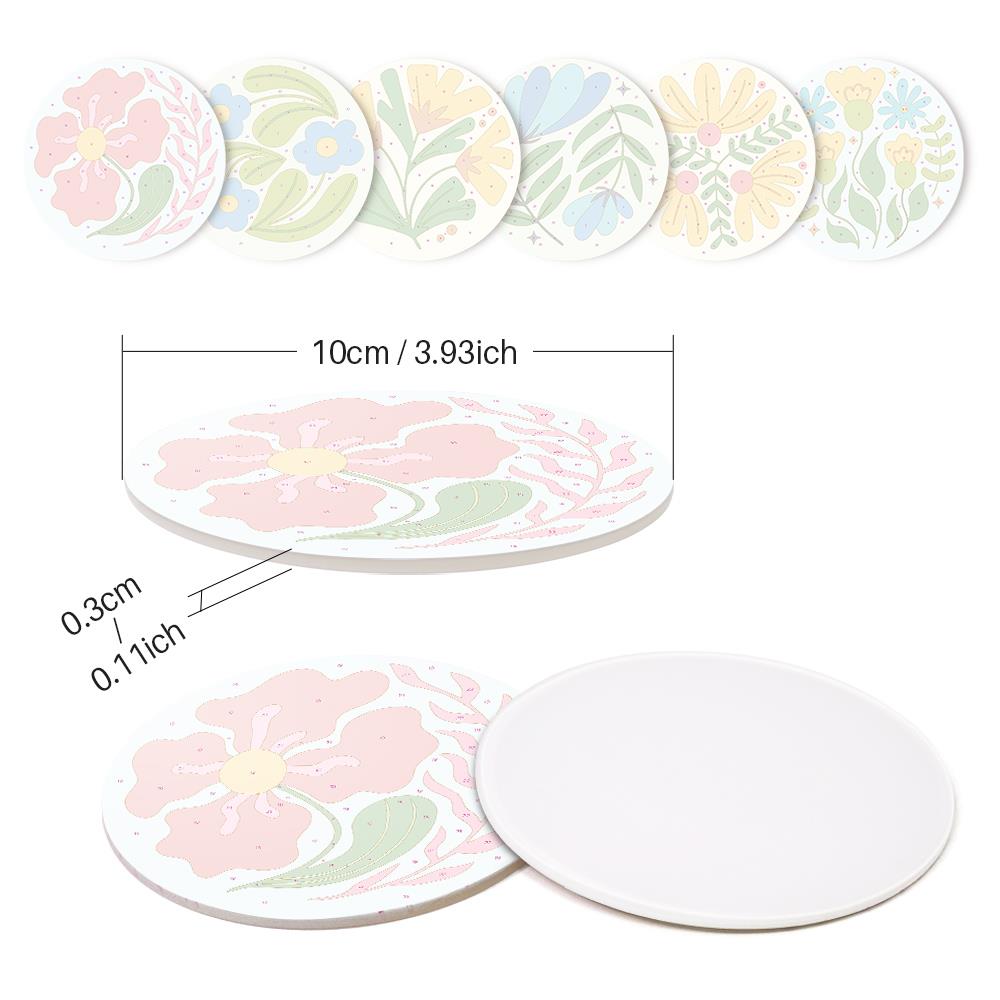 Folk Art Meadow Flowers paint by numbers coasters – image 9