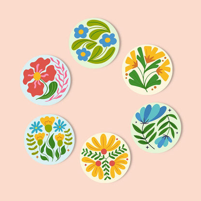 Folk Art Meadow Flowers paint by numbers coasters – image 12