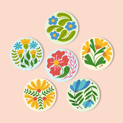 Folk Art Meadow Flowers paint by numbers coasters – image 13