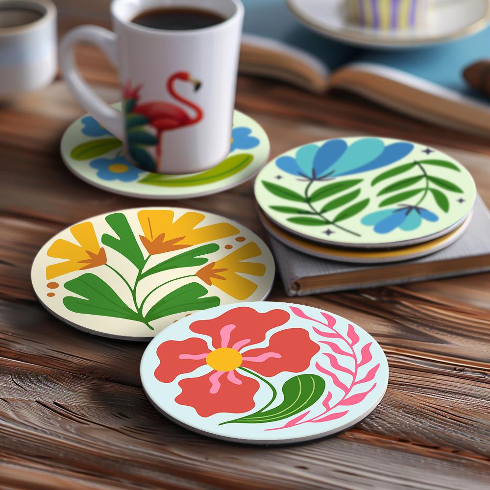 Folk Art Meadow Flowers paint by numbers coasters – image 14