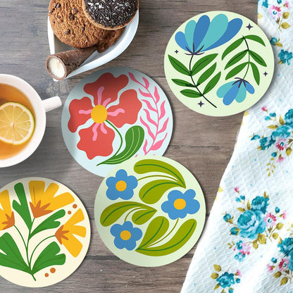 Folk Art Meadow Flowers paint by numbers coasters – image 16