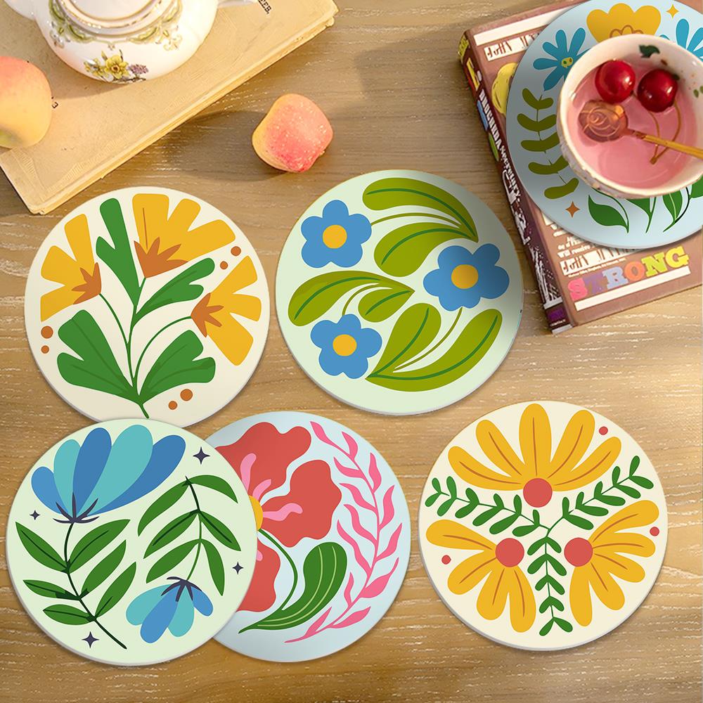Folk Art Meadow Flowers paint by numbers coasters – image 17