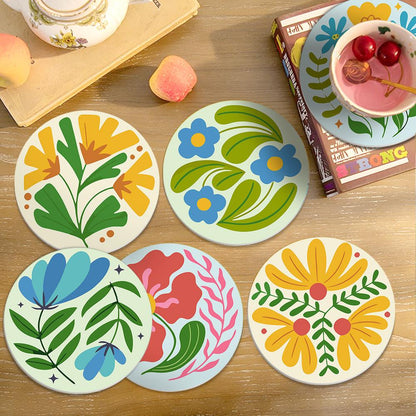 Folk Art Meadow Flowers paint by numbers coasters – image 17