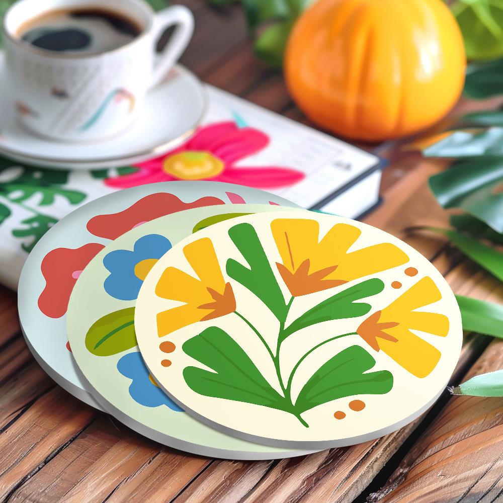 Folk Art Meadow Flowers paint by numbers coasters – image 18