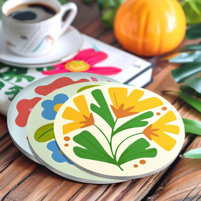 Folk Art Meadow Flowers paint by numbers coasters – image 18