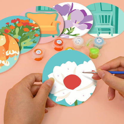 Cozy Chairs and Fresh Blooms paint by numbers coasters – image 6