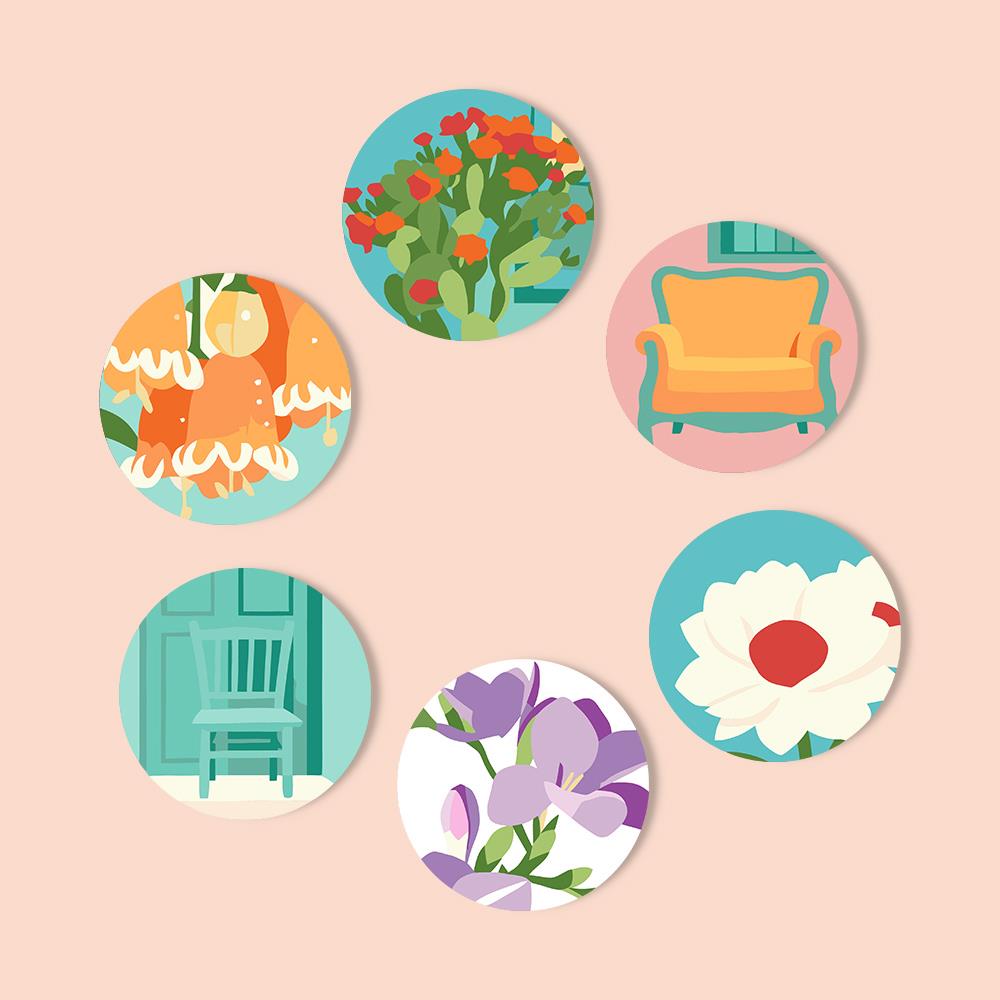 Cozy Chairs and Fresh Blooms paint by numbers coasters – image 12
