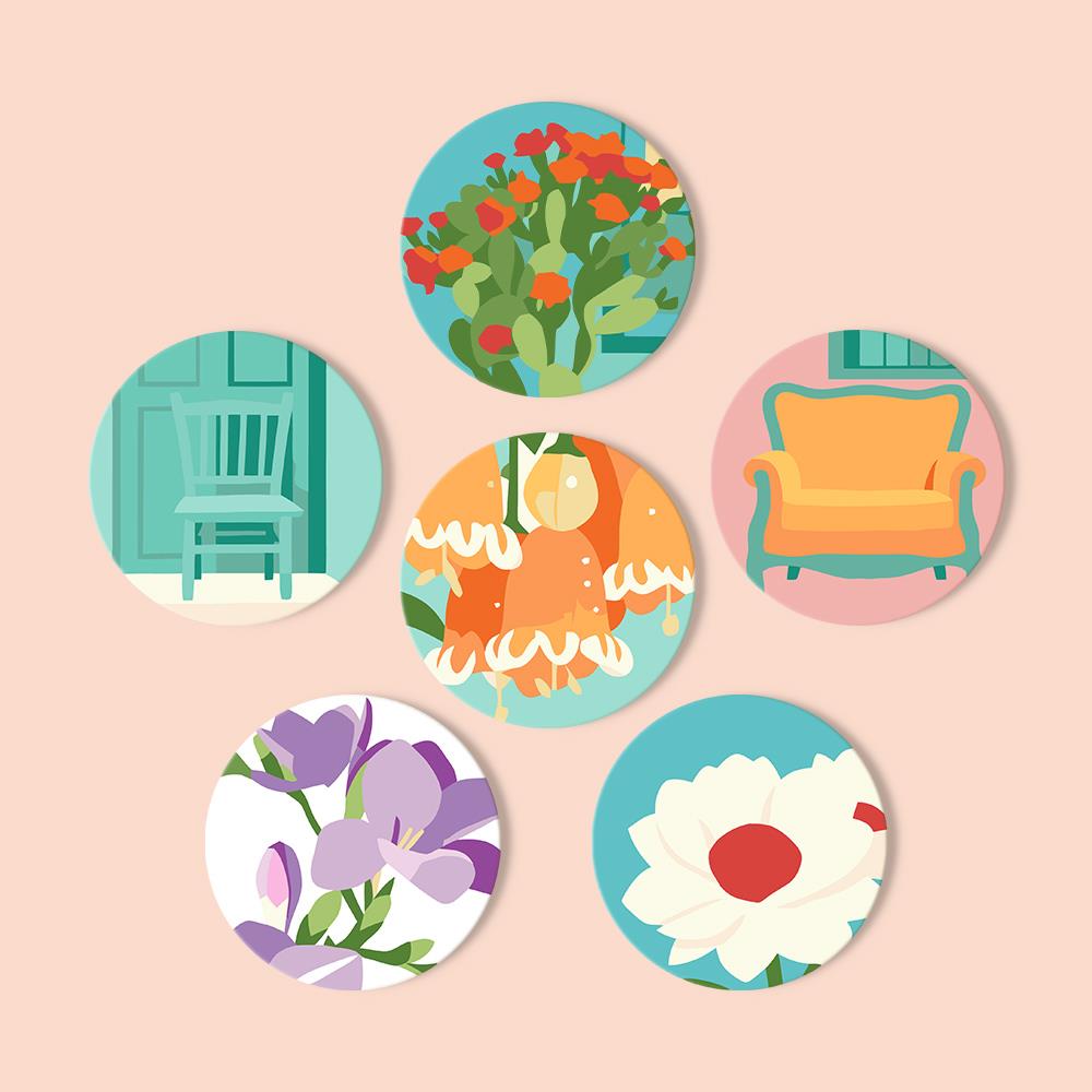 Cozy Chairs and Fresh Blooms paint by numbers coasters – image 13
