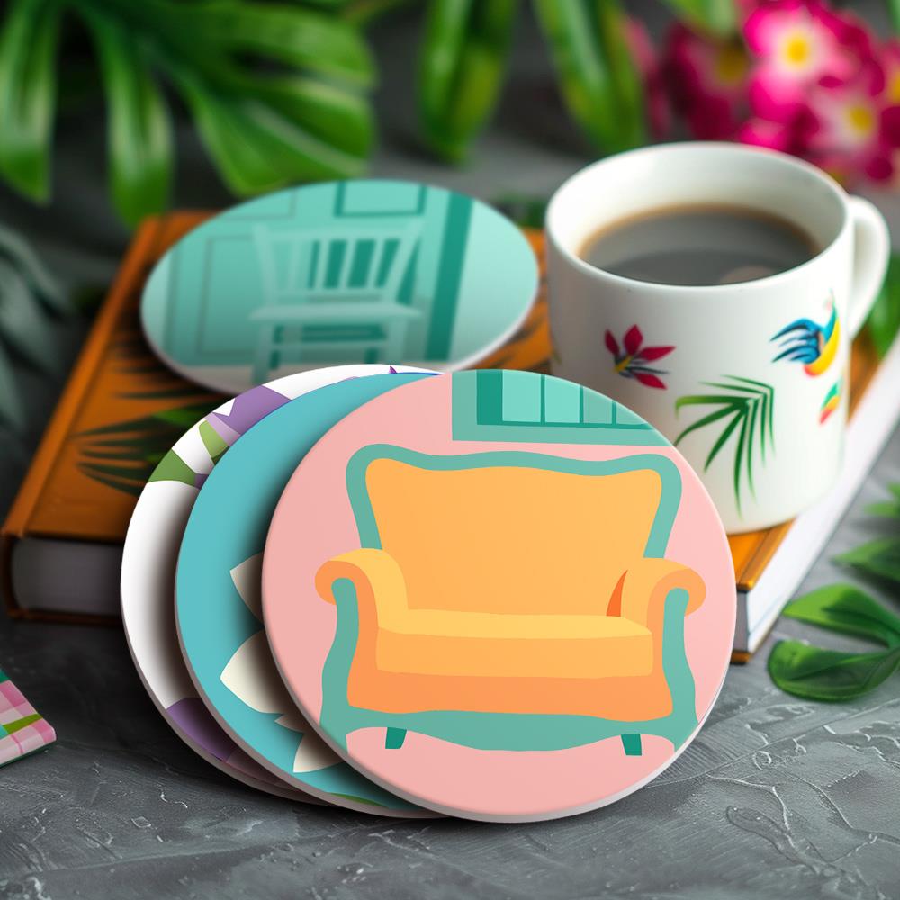 Cozy Chairs and Fresh Blooms paint by numbers coasters – image 15