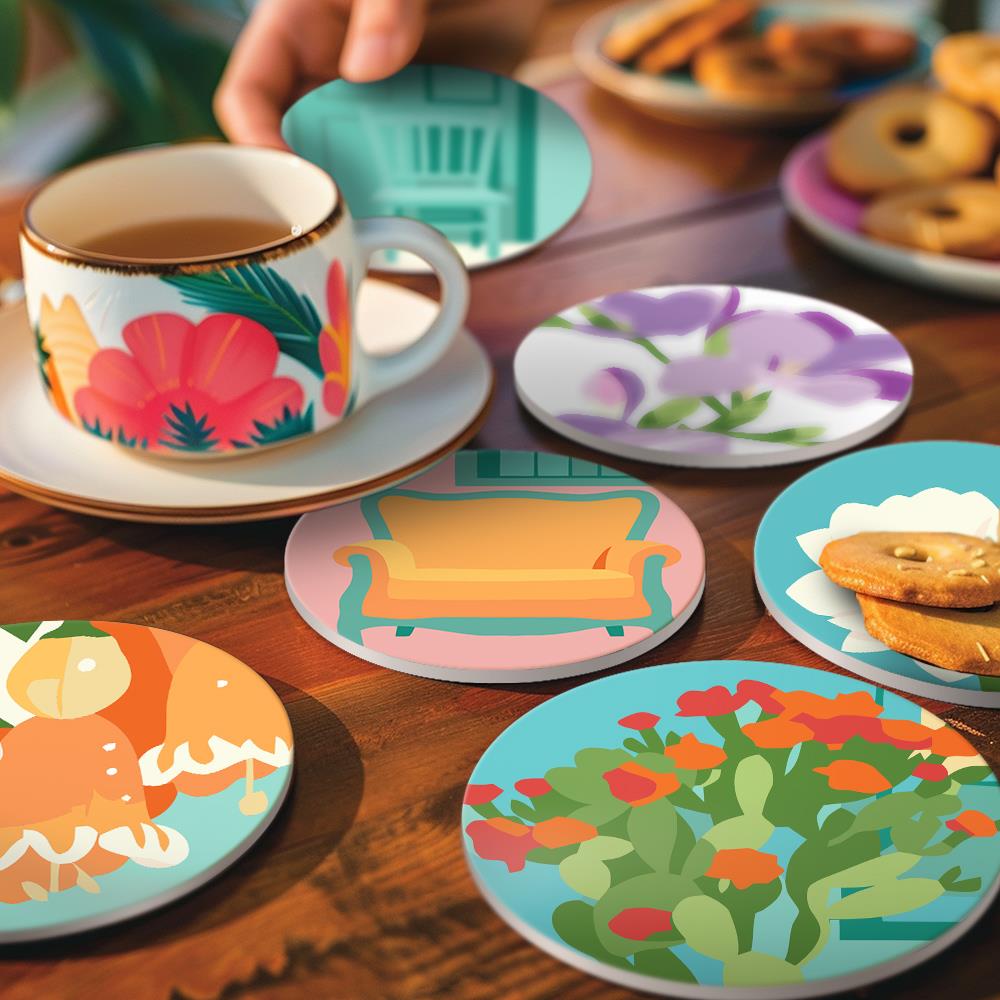 Cozy Chairs and Fresh Blooms paint by numbers coasters – image 21