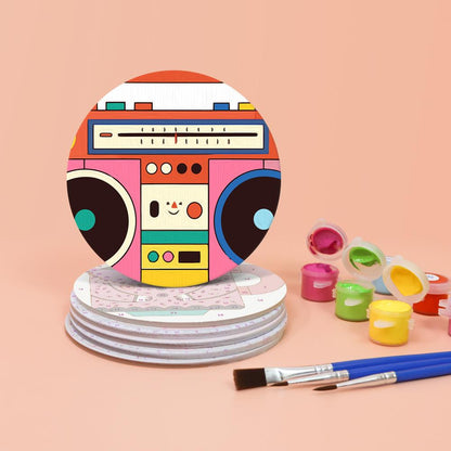 Smiling Retro Gadgets paint by numbers coasters – image 4