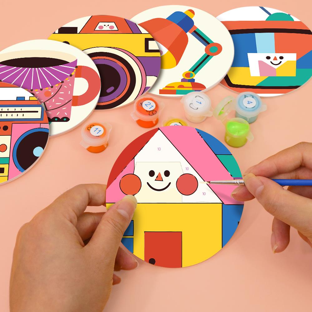 Smiling Retro Gadgets paint by numbers coasters – image 6
