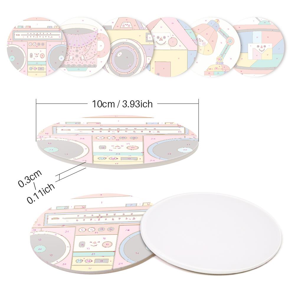 Smiling Retro Gadgets paint by numbers coasters – image 9